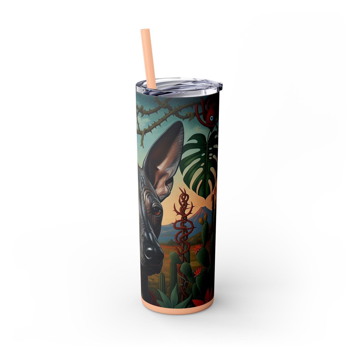 Xoloitzcuintli Skinny Tumbler with Straw, 20oz