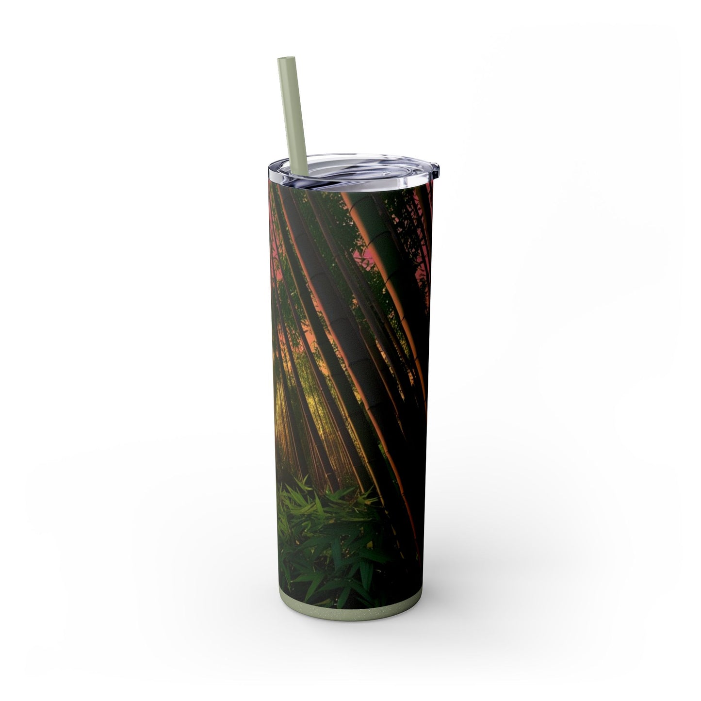 Bamboo Forest Sunrise Skinny Tumbler with Straw, 20oz