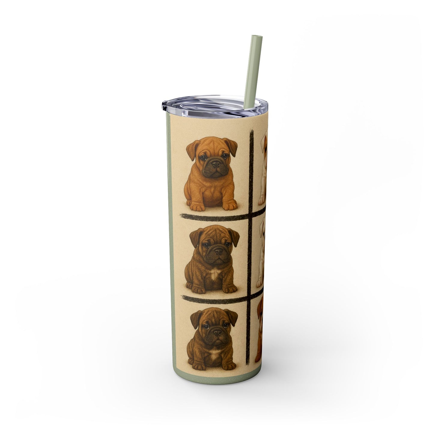 Bulldog puppies Tumbler with Straw, 20oz