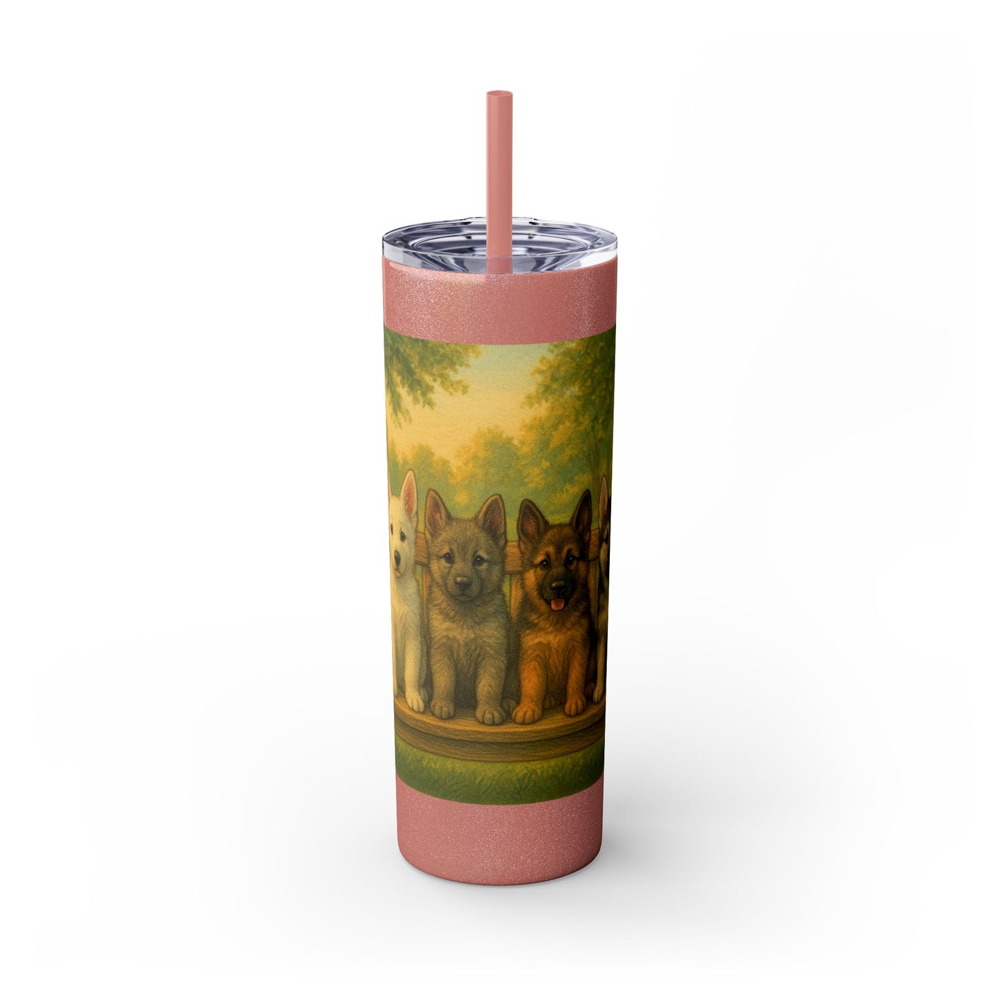 German Shepherd puppies Tumbler with Straw, 20oz