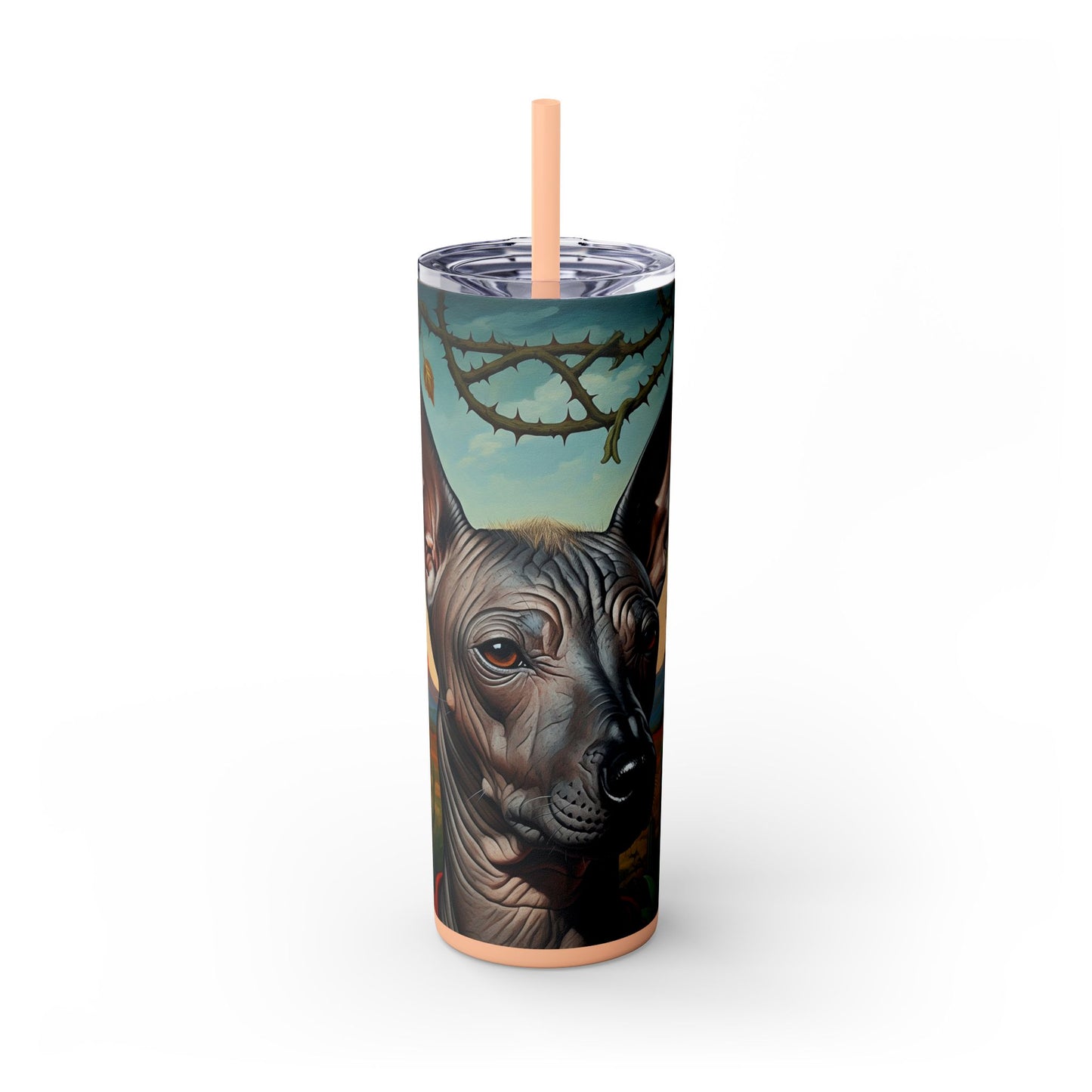 Xoloitzcuintli Skinny Tumbler with Straw, 20oz