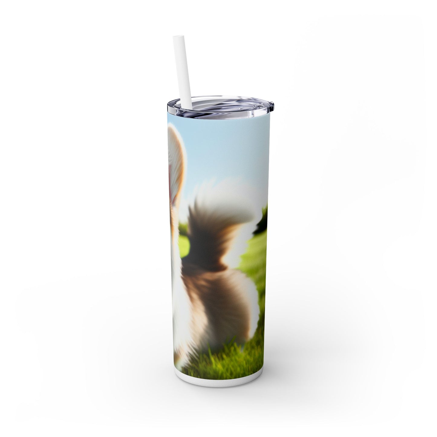 Welsh Corgi Cardigan Skinny Tumbler with Straw, 20oz