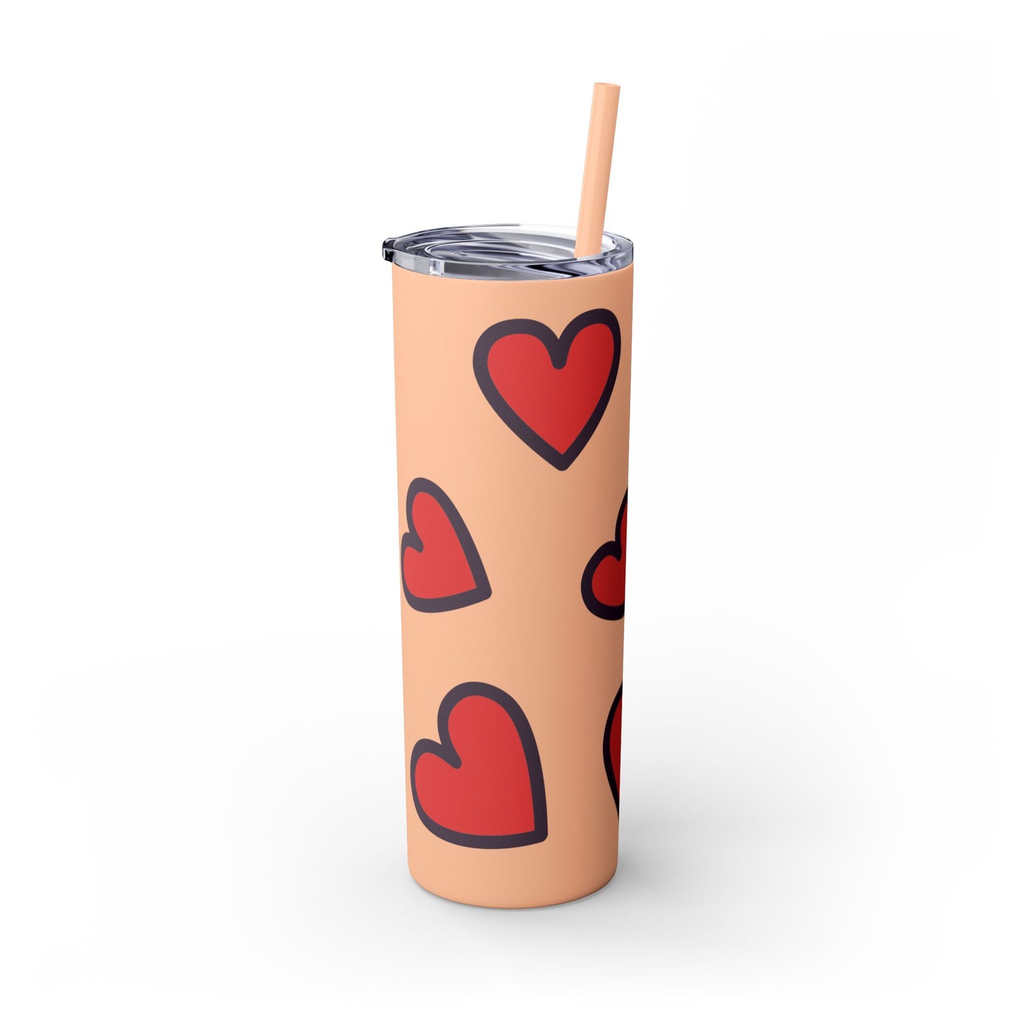 Hearts Skinny Tumbler with Straw, 20oz