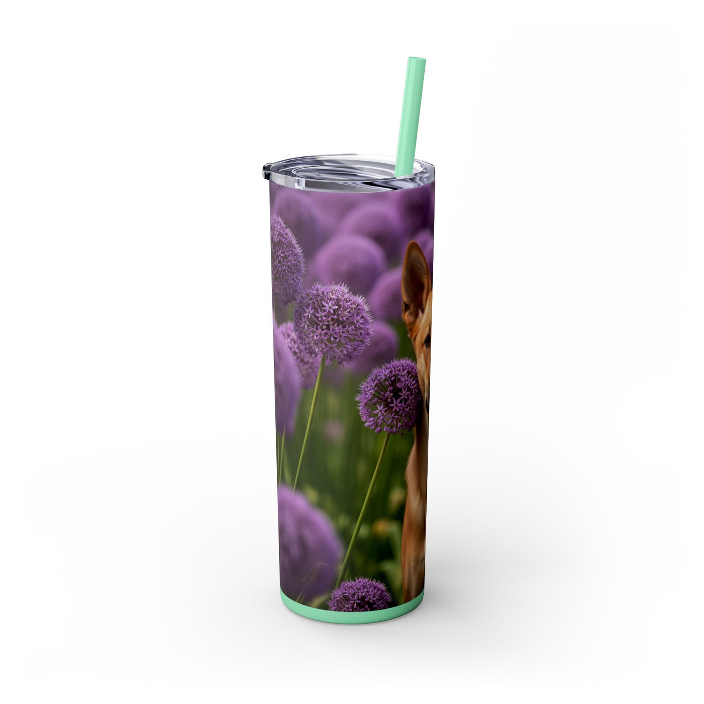 Canaan Dog Skinny Tumbler with Straw, 20oz
