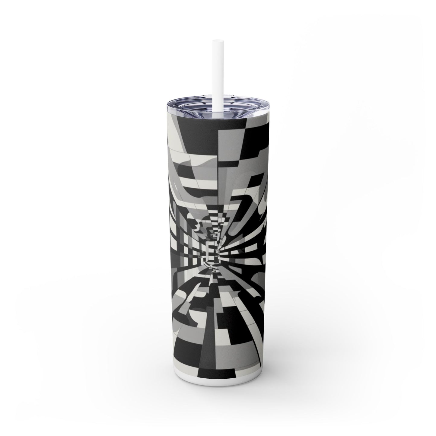 Optical Illusion Skinny Tumbler with Straw, 20oz