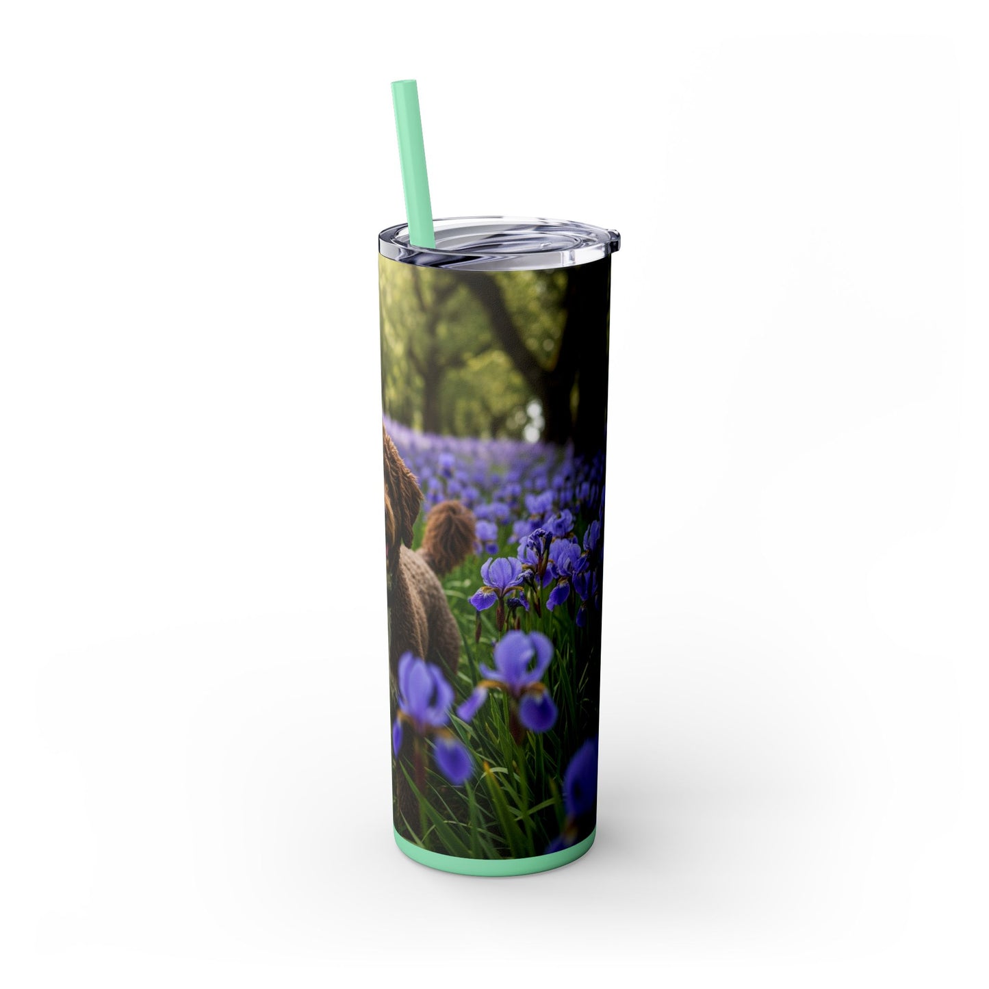 Portuguese Water Dog Skinny Tumbler with Straw, 20oz