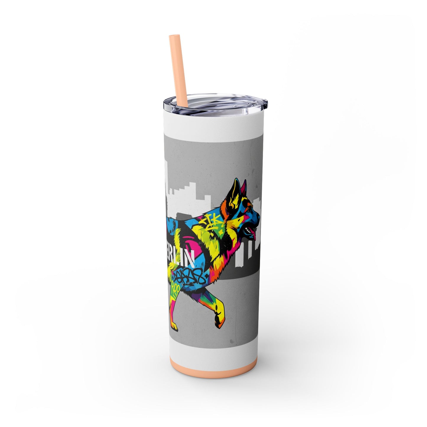 German Shepherd Skinny Tumbler with Straw, 20oz