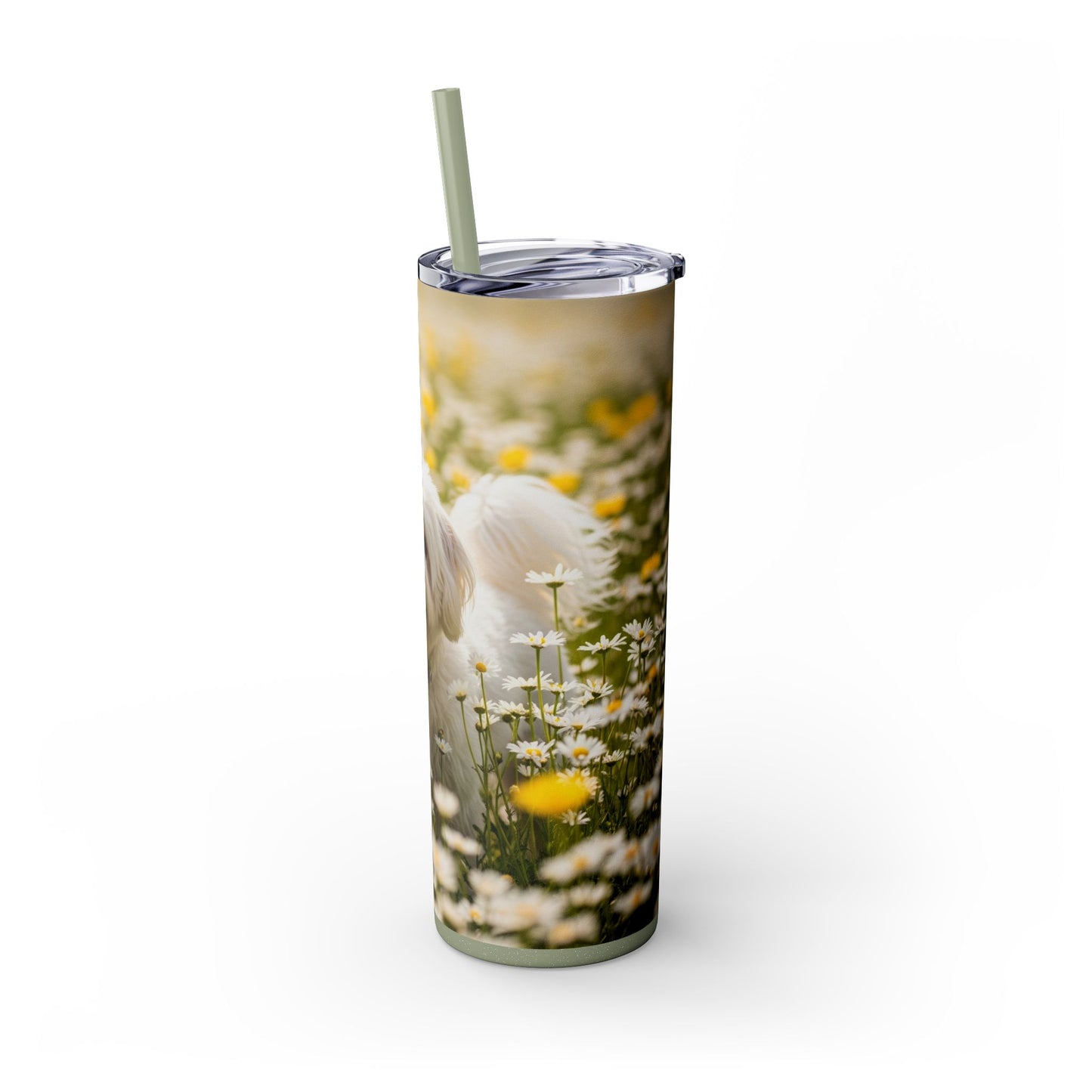 Lowchen Skinny Tumbler with Straw, 20oz