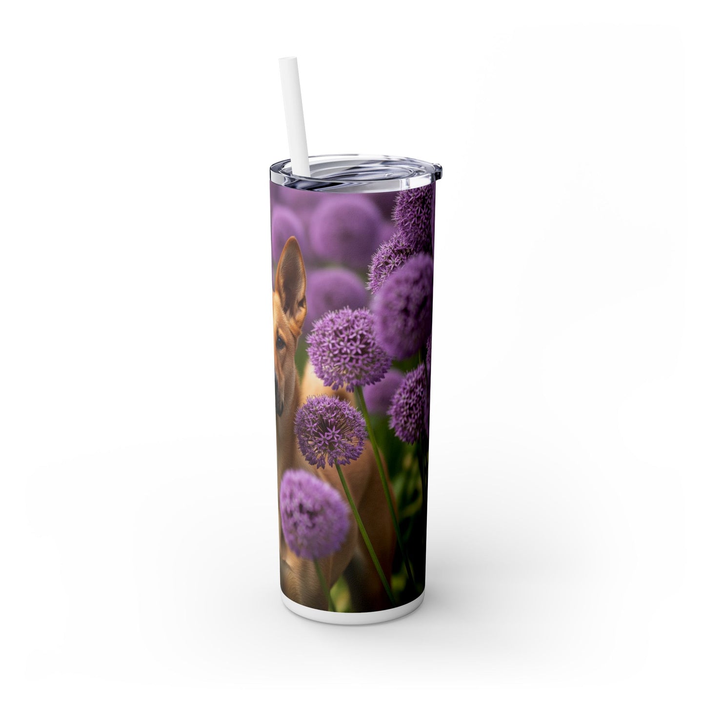 Canaan Dog Skinny Tumbler with Straw, 20oz