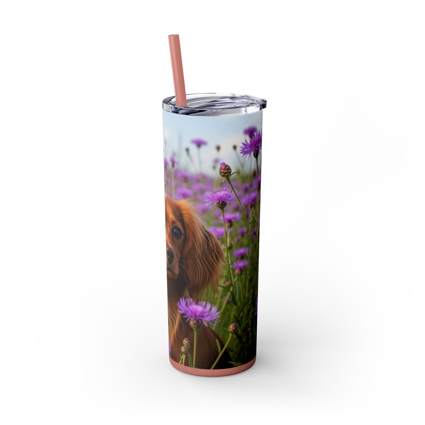 English Toy Spaniel Skinny Tumbler with Straw, 20oz