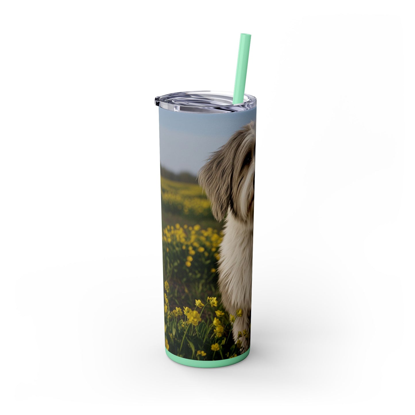 Polish Lowland Sheepdog Skinny Tumbler with Straw, 20oz