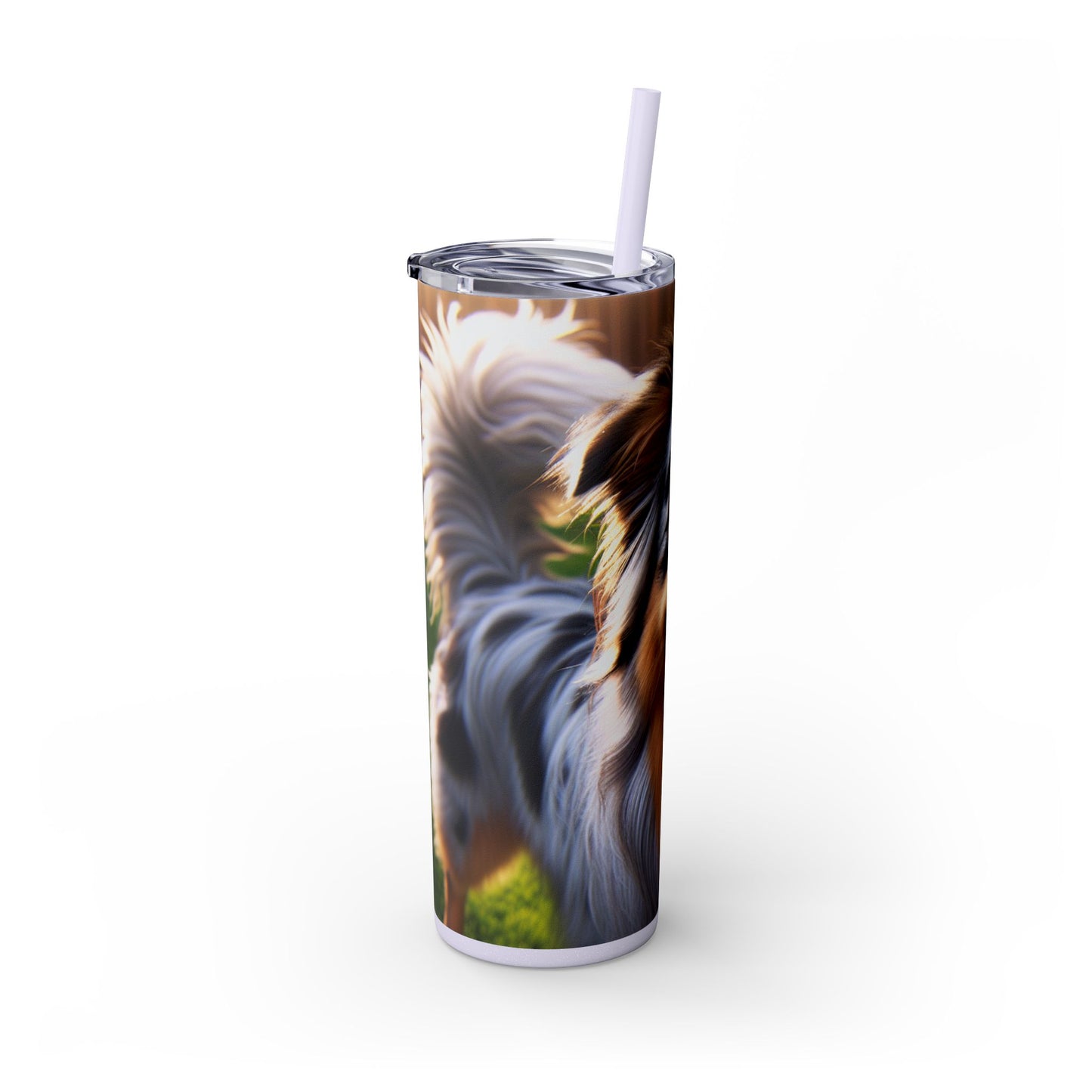 Australian Shepherd Skinny Tumbler with Straw, 20oz