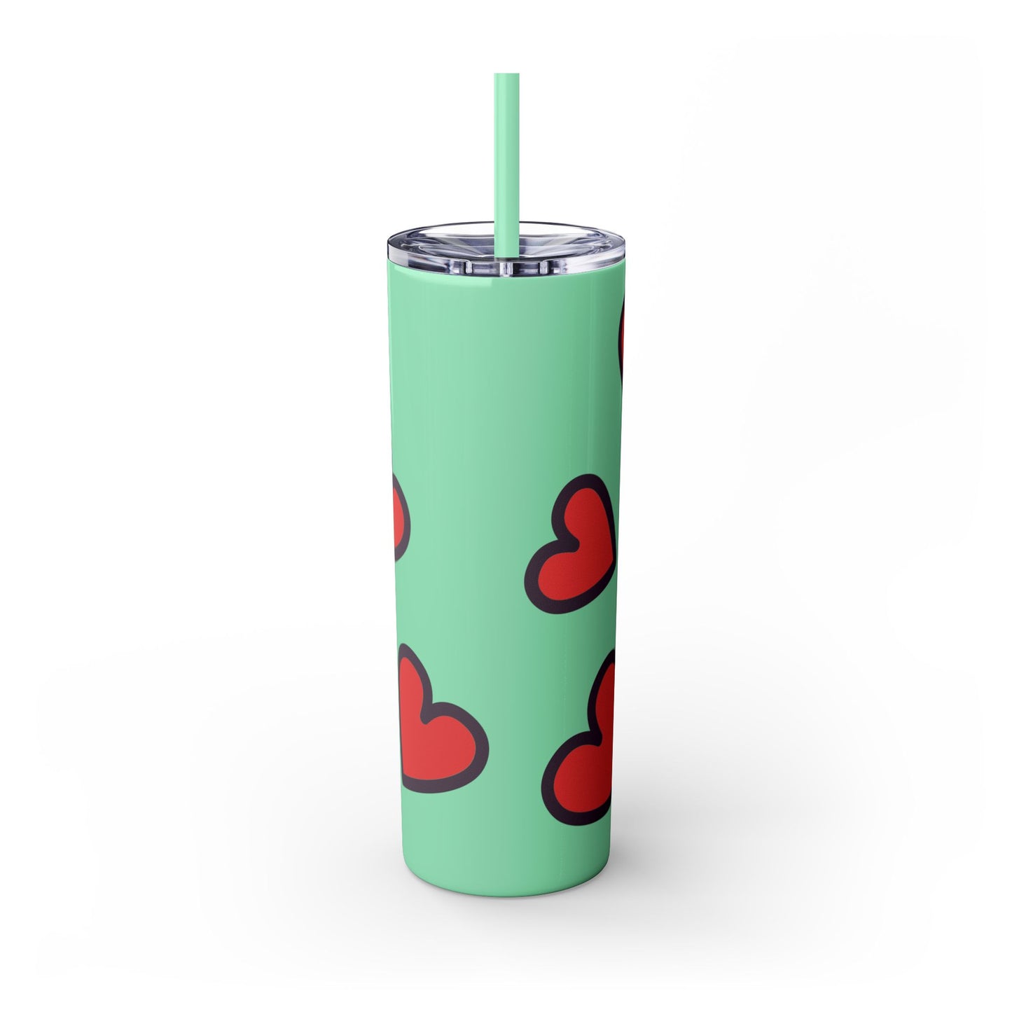 Hearts Skinny Tumbler with Straw, 20oz