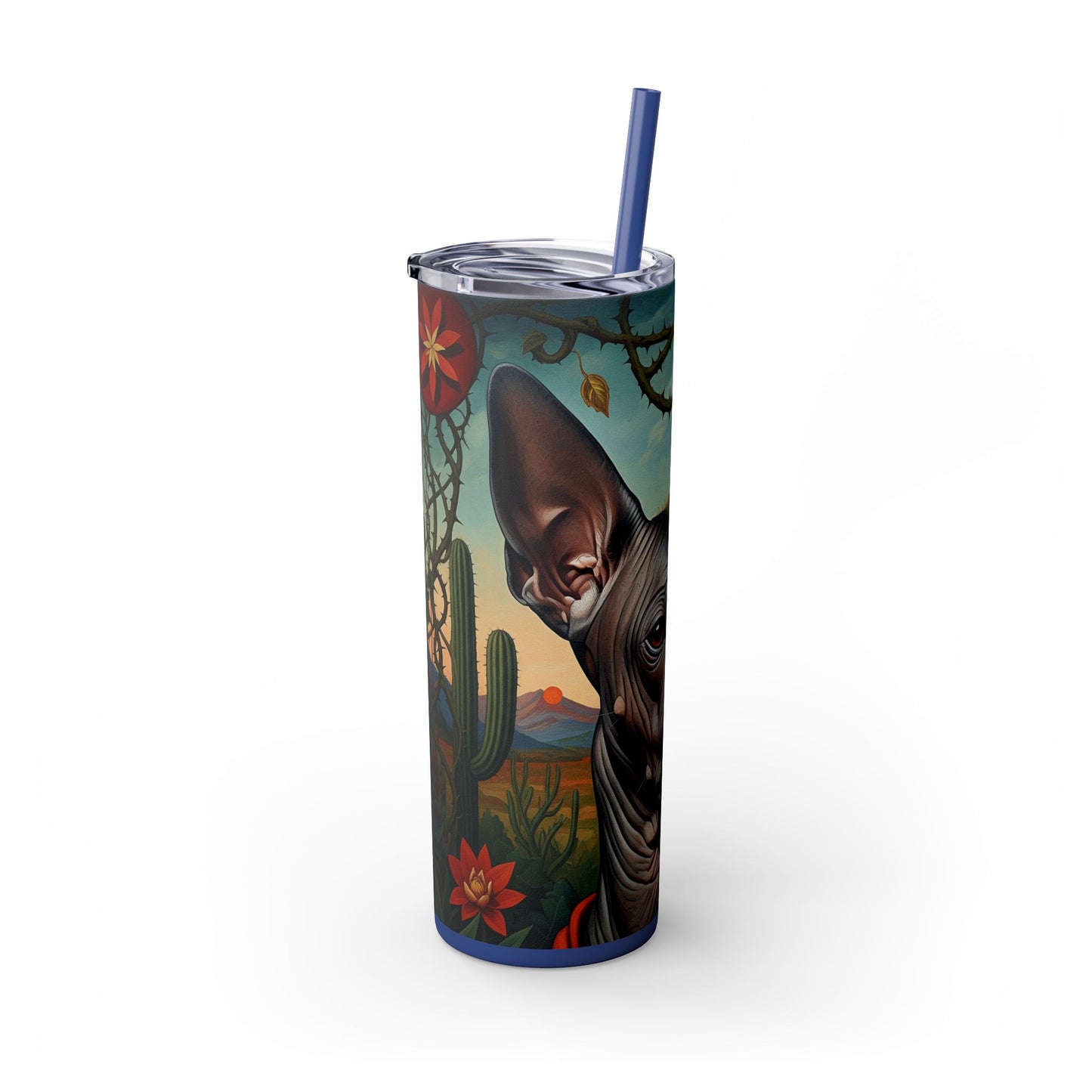Xoloitzcuintli Skinny Tumbler with Straw, 20oz