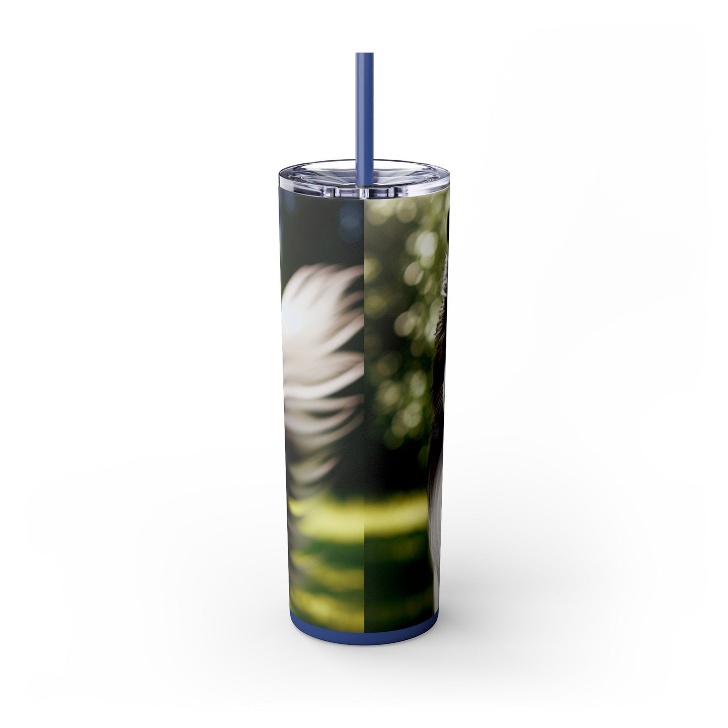 Border Collie Skinny Tumbler with Straw, 20oz