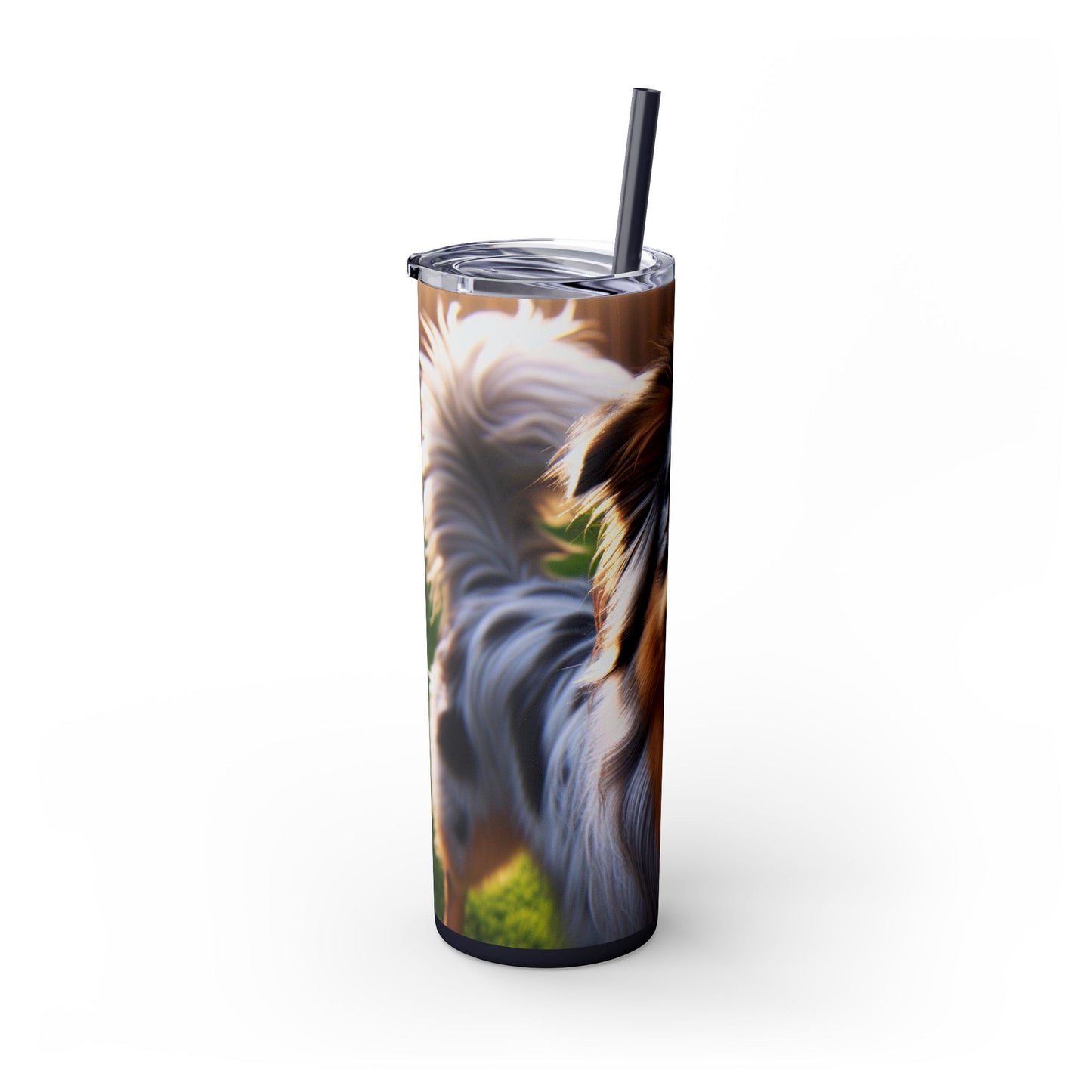Australian Shepherd Skinny Tumbler with Straw, 20oz