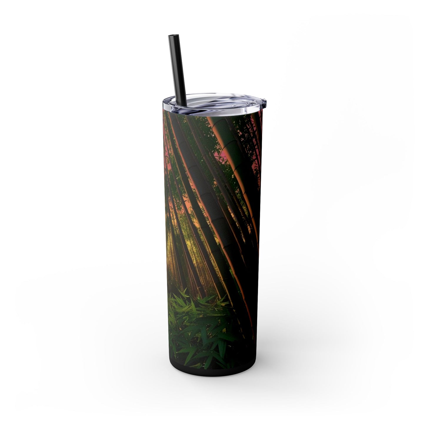 Bamboo Forest Sunrise Skinny Tumbler with Straw, 20oz