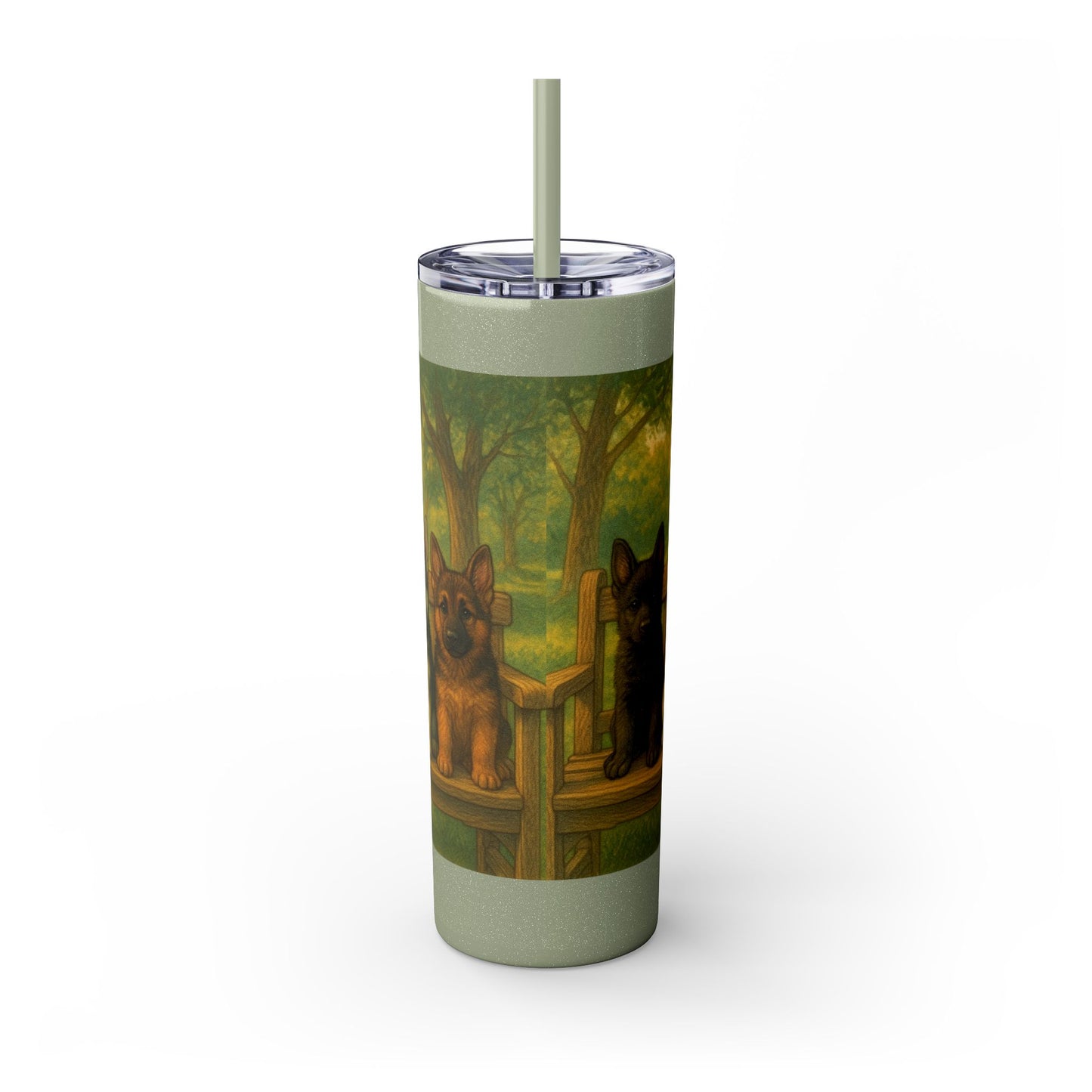 German Shepherd puppies Tumbler with Straw, 20oz