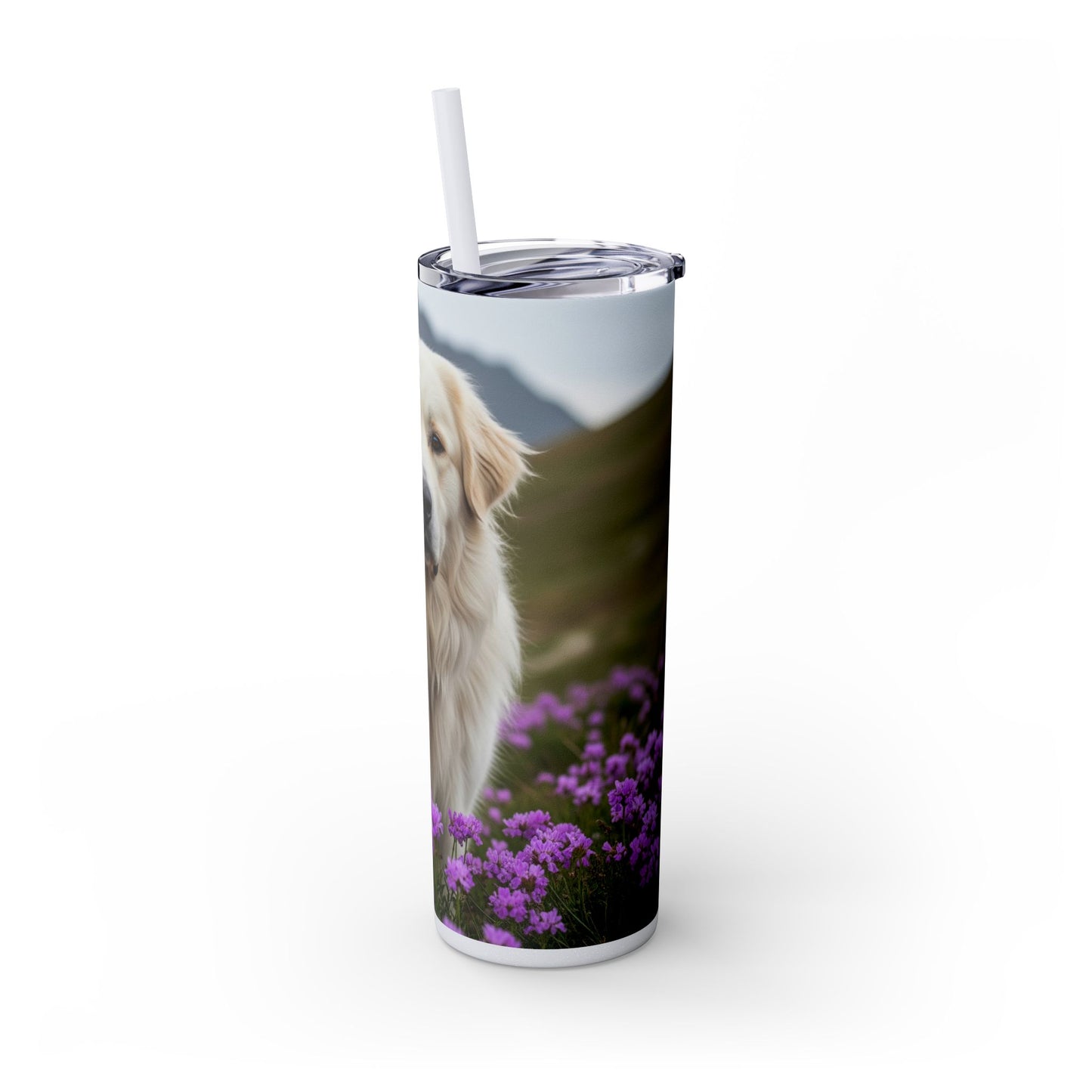 Pyrenean Mountain Dog Skinny Tumbler with Straw, 20oz