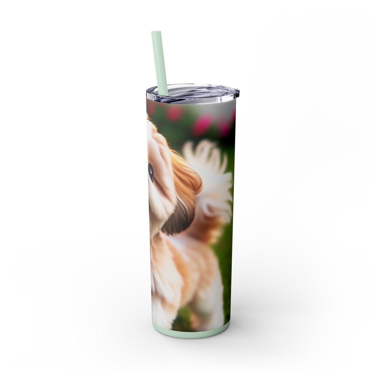 Shih-poo Skinny Tumbler with Straw, 20oz