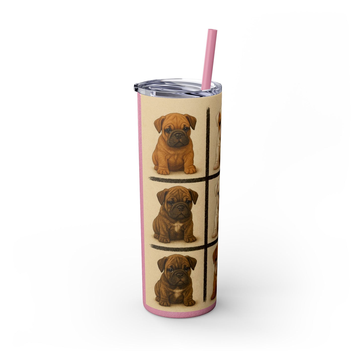 Bulldog puppies Tumbler with Straw, 20oz