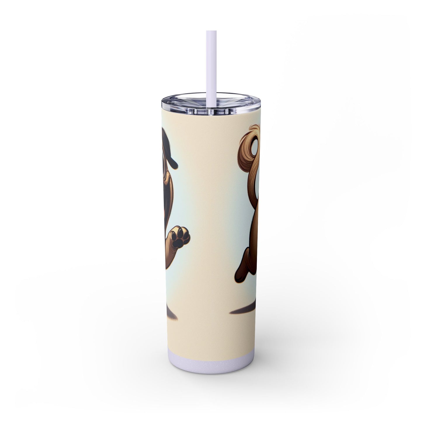 Pug Skinny Tumbler with Straw, 20oz