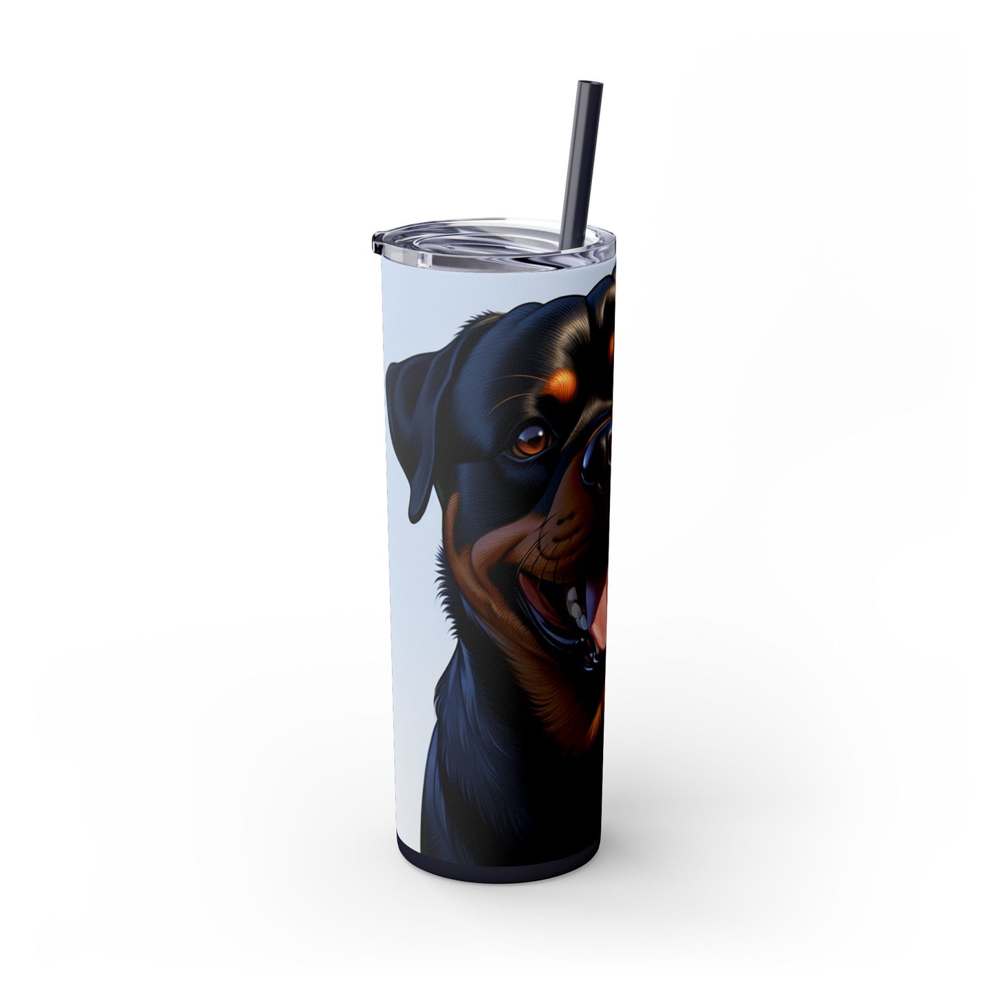 Rottweiler Skinny Tumbler with Straw, 20oz