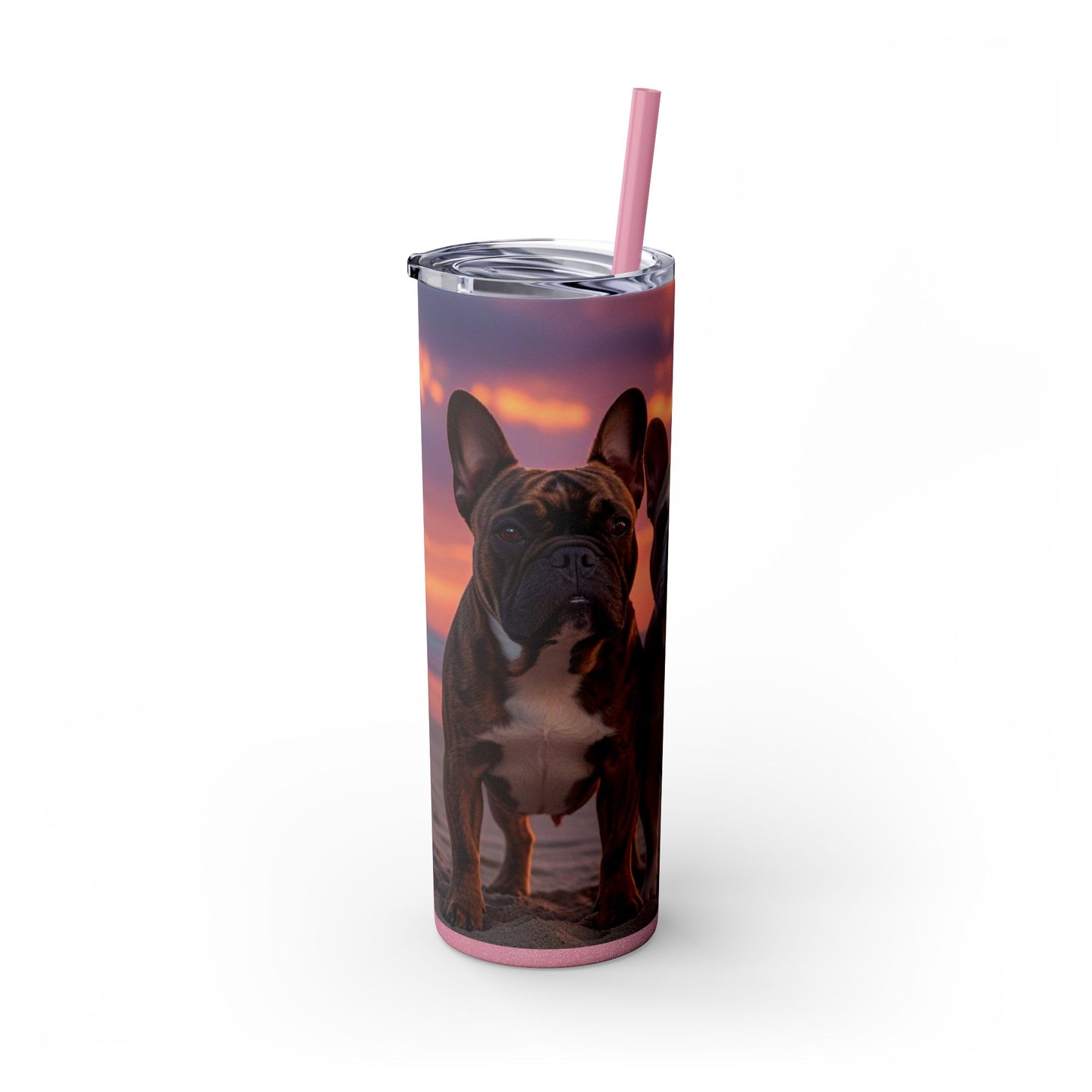 French Bulldog Love Skinny Tumbler with Straw, 20oz