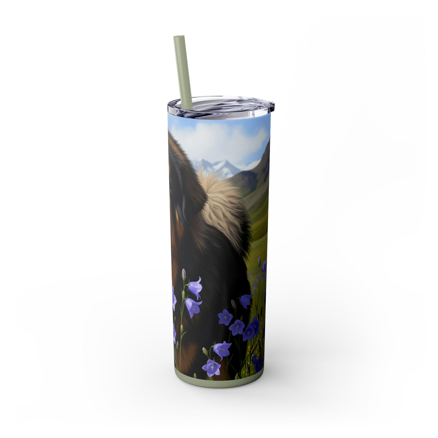 Tibetan Mastiff Skinny Tumbler with Straw, 20oz