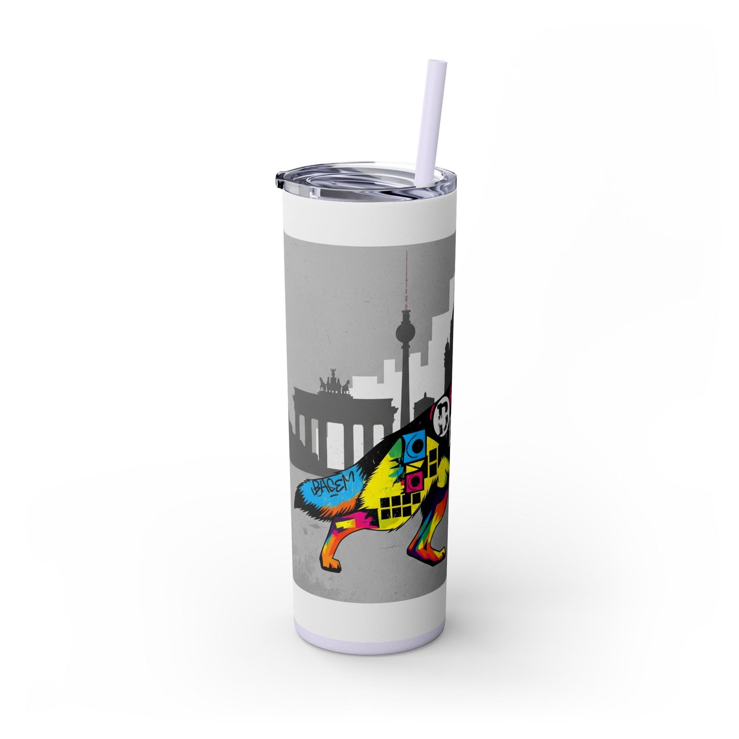 German Shepherd Skinny Tumbler with Straw, 20oz