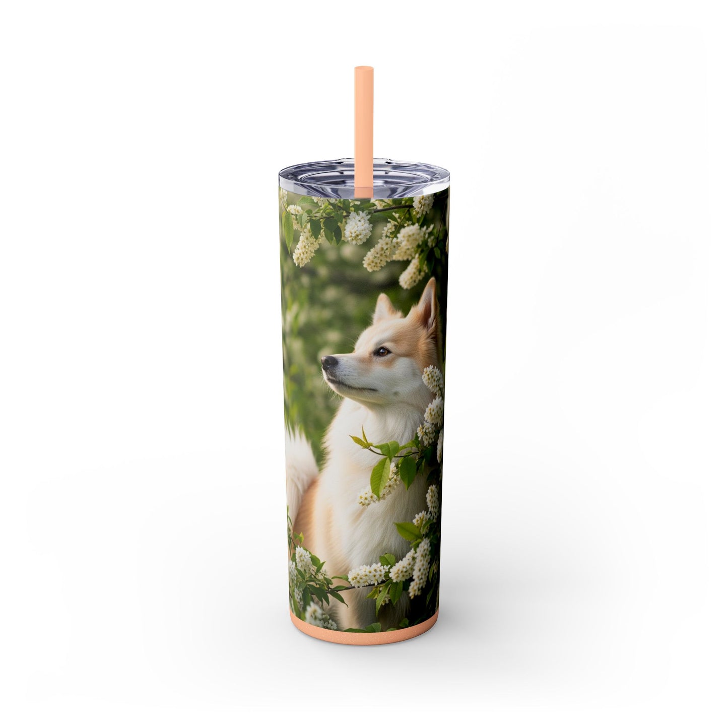 Finnish Spitz Skinny Tumbler with Straw, 20oz