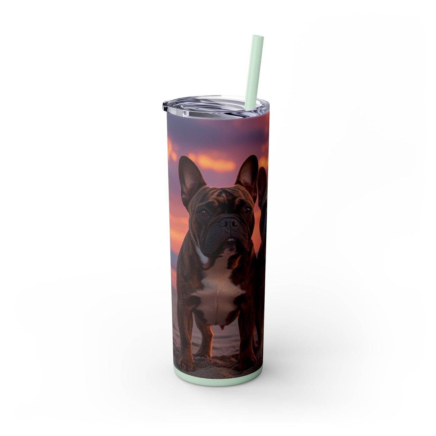 French Bulldog Love Skinny Tumbler with Straw, 20oz