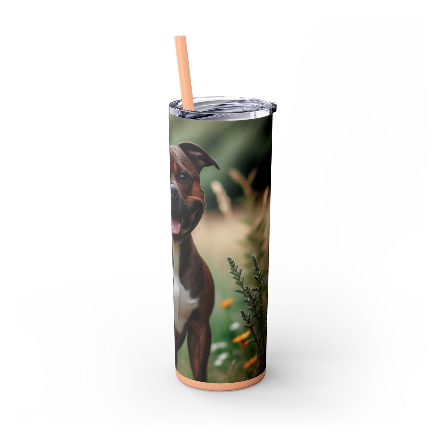 Staffordshire Bull Terrier Skinny Tumbler with Straw, 20oz