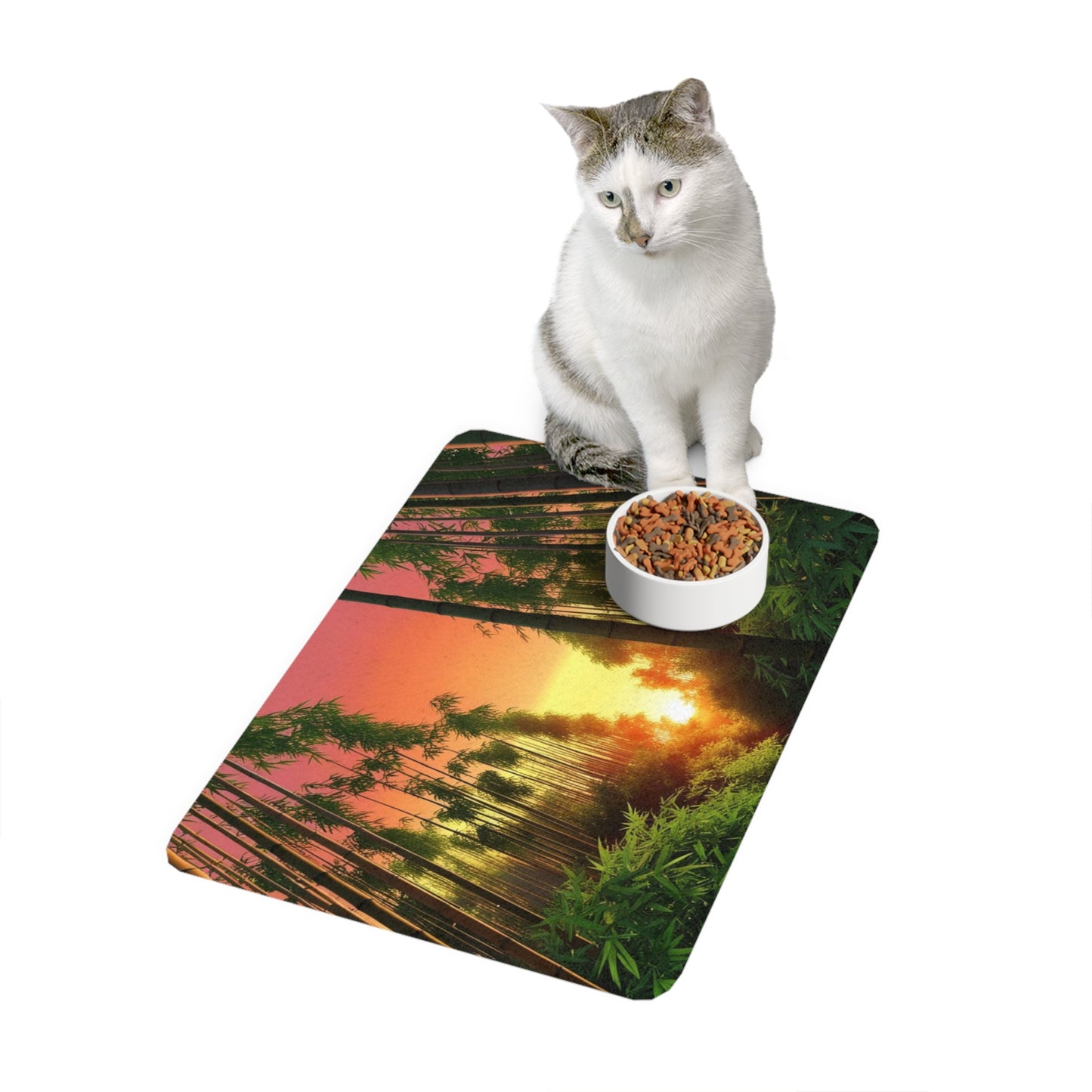 Pet Food Mat (12x18) - Bamboo Forest Sunrise