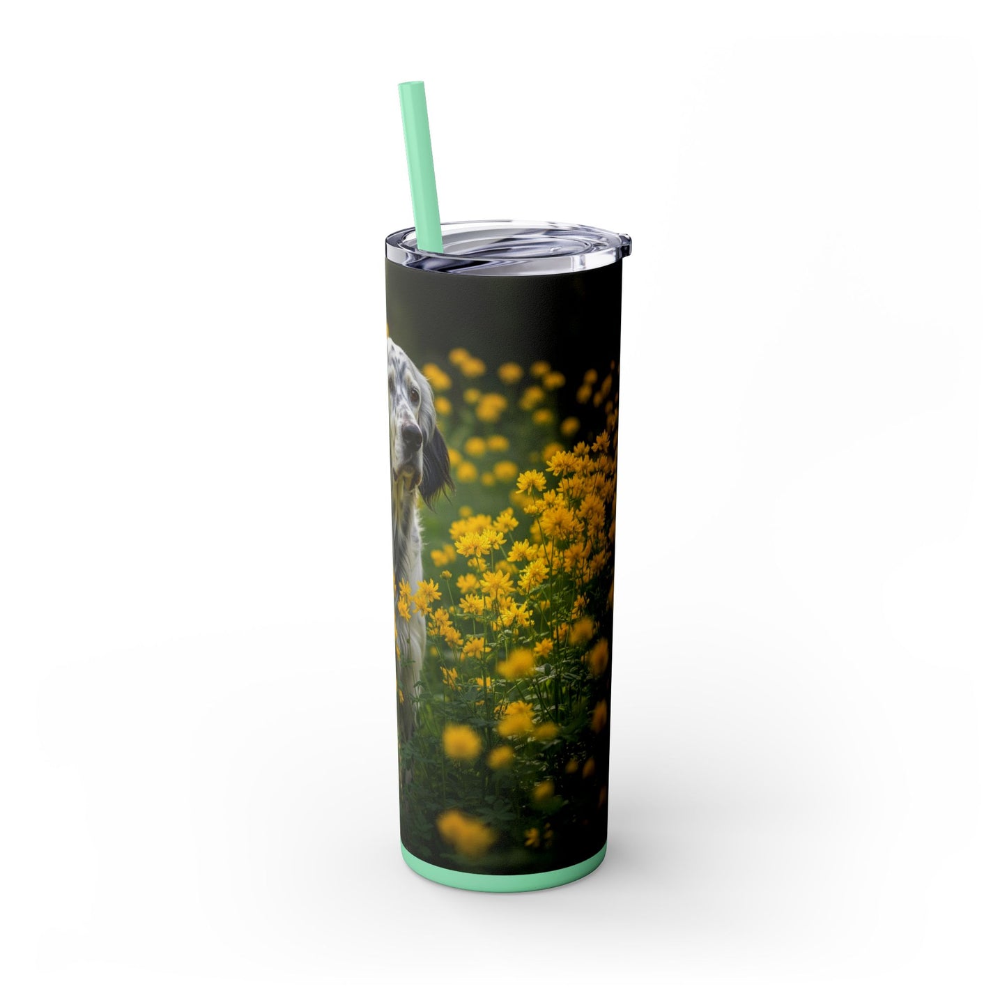 English Setter Skinny Tumbler with Straw, 20oz