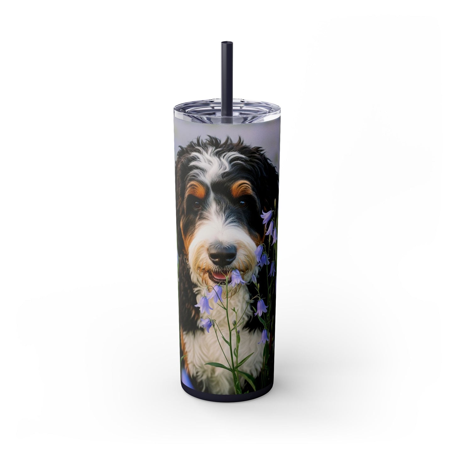 Bernedoodle Skinny Tumbler with Straw, 20oz