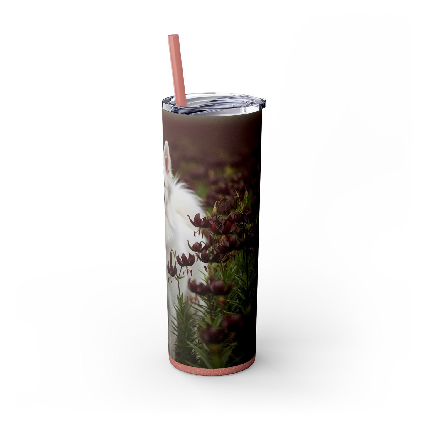 American Eskimo Dog Skinny Tumbler with Straw, 20oz