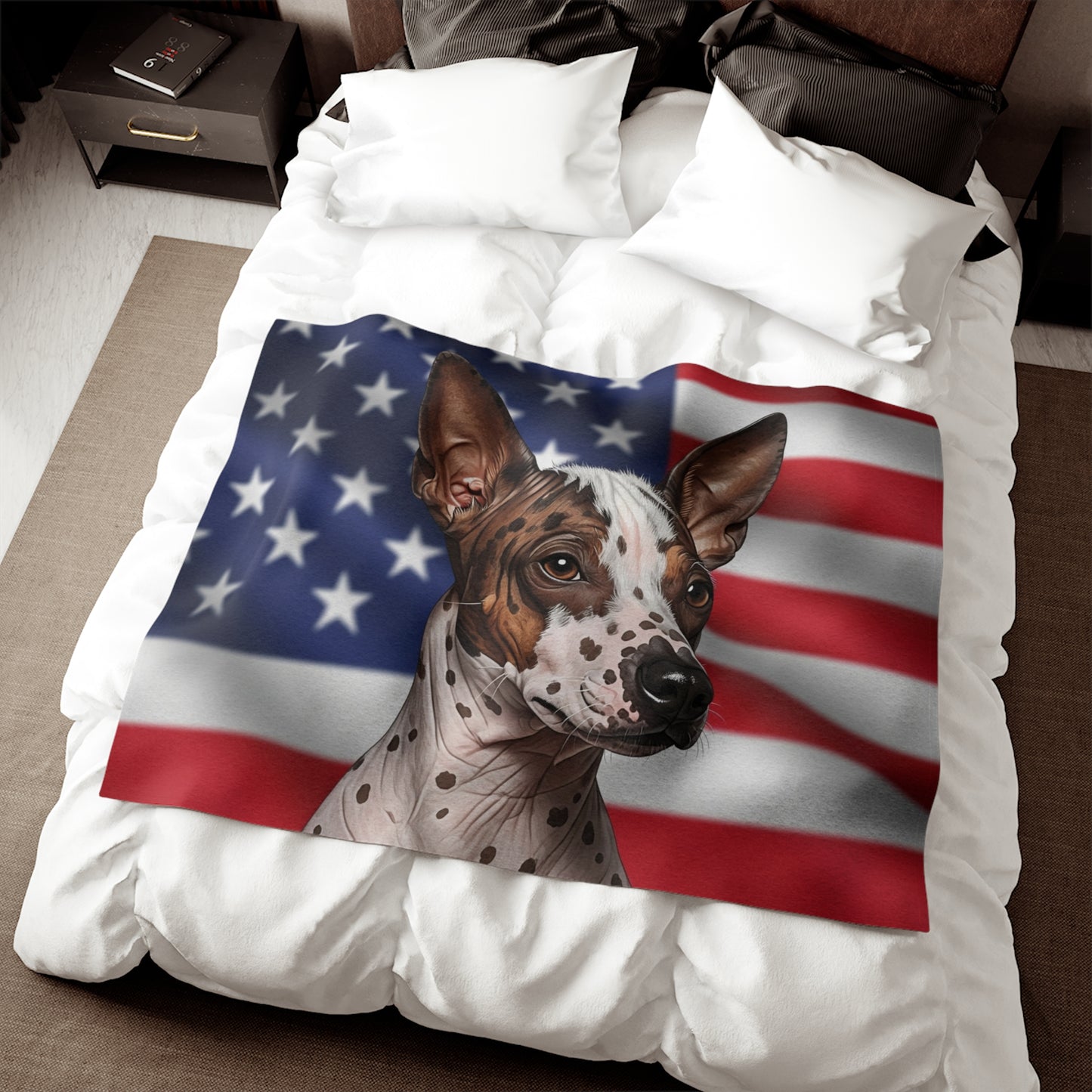 American Hairless Terrier Patriotic Blanket
