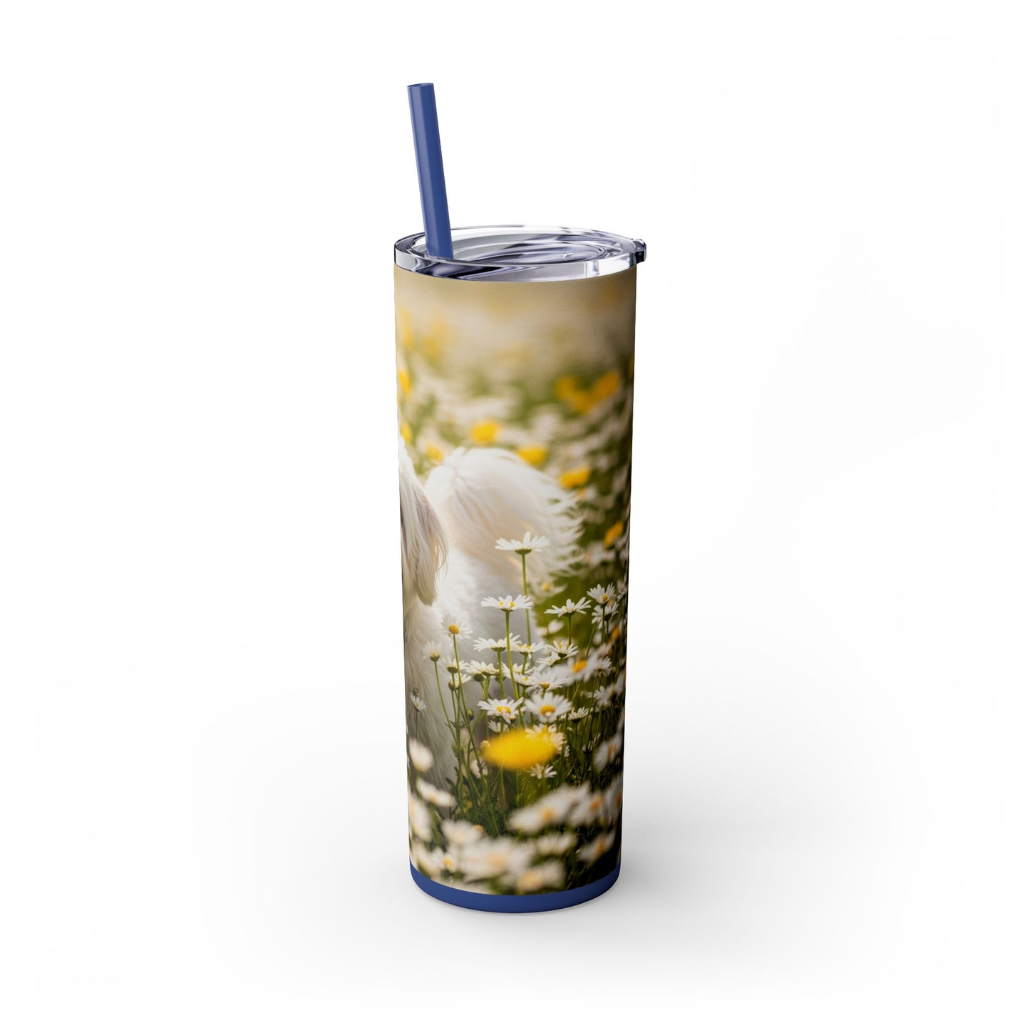 Lowchen Skinny Tumbler with Straw, 20oz