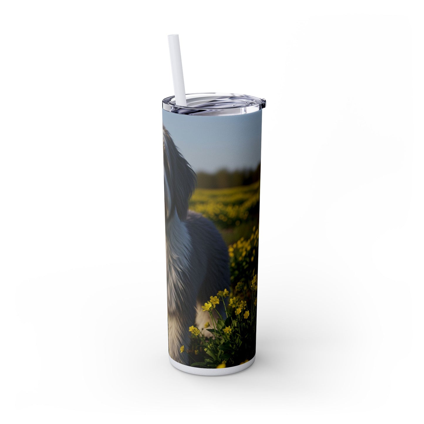 Polish Lowland Sheepdog Skinny Tumbler with Straw, 20oz