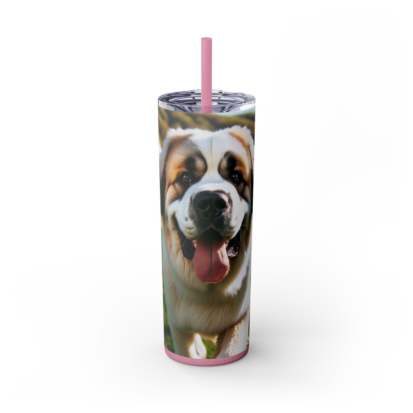 Pyrenean Mastiff Skinny Tumbler with Straw, 20oz
