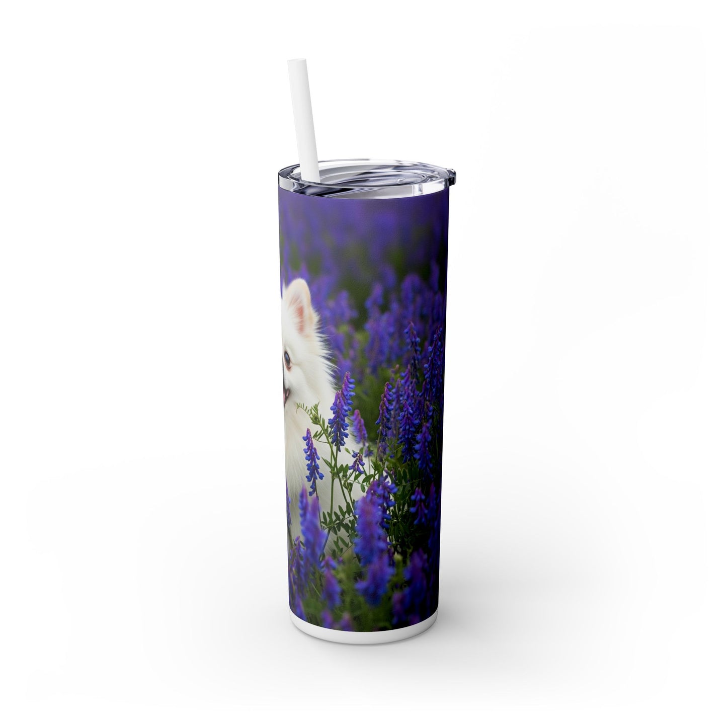 Pomeranian Skinny Tumbler with Straw, 20oz