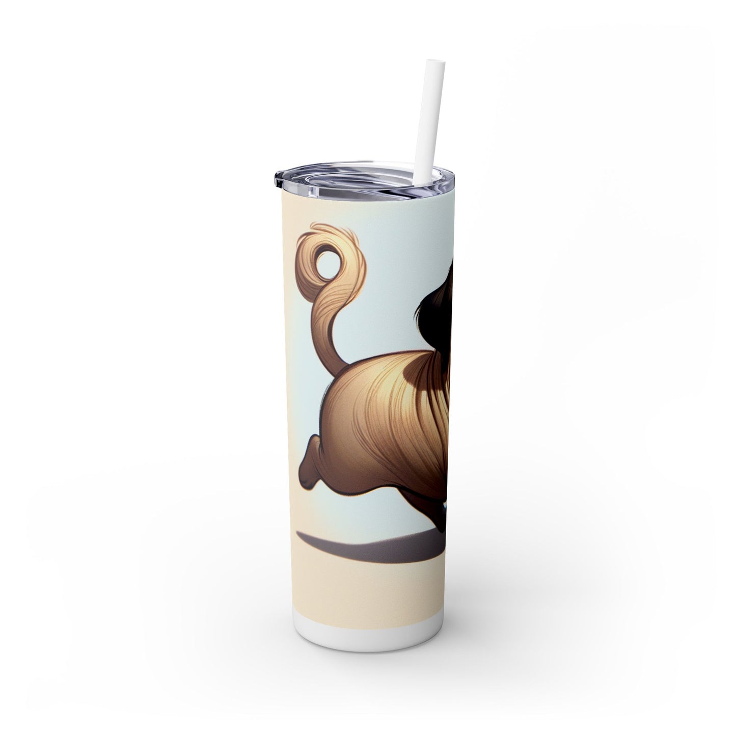 Pug Skinny Tumbler with Straw, 20oz