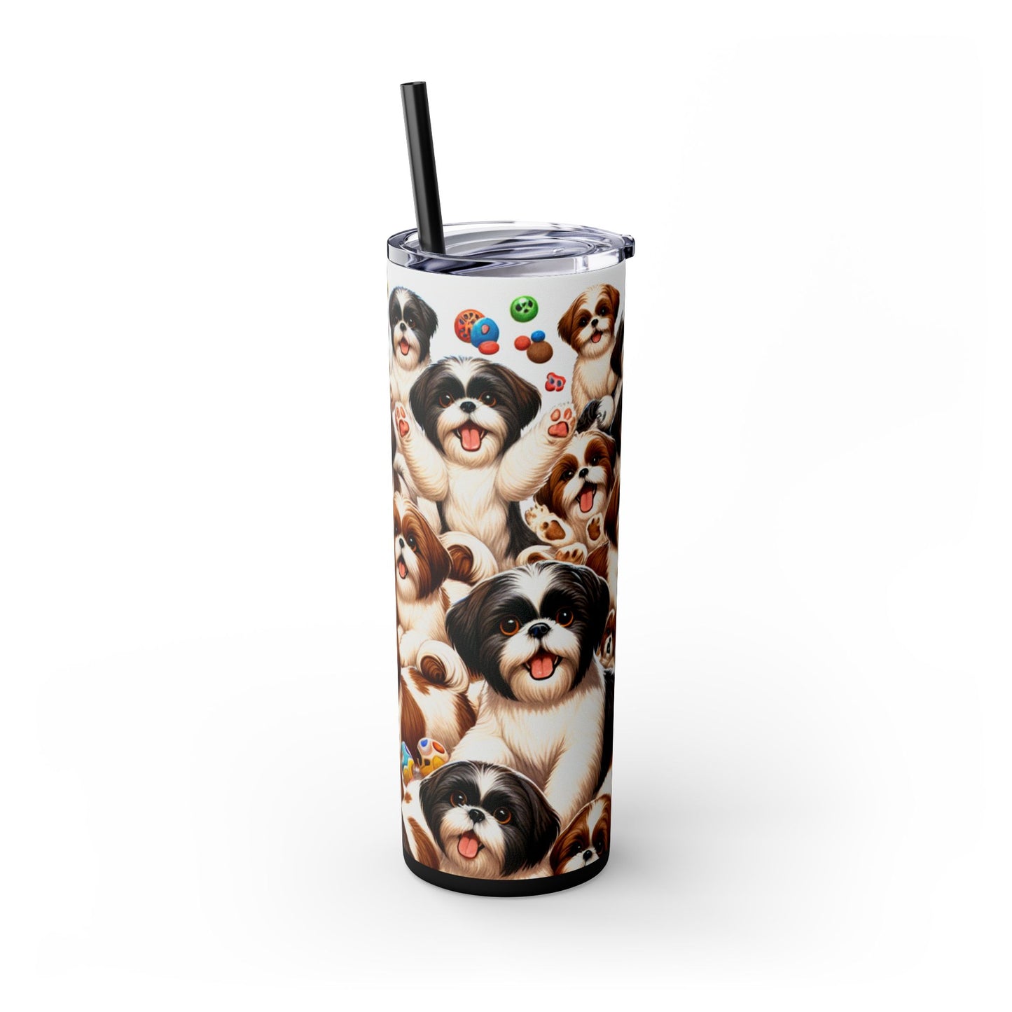 Shih Tzu Skinny Tumbler with Straw, 20oz