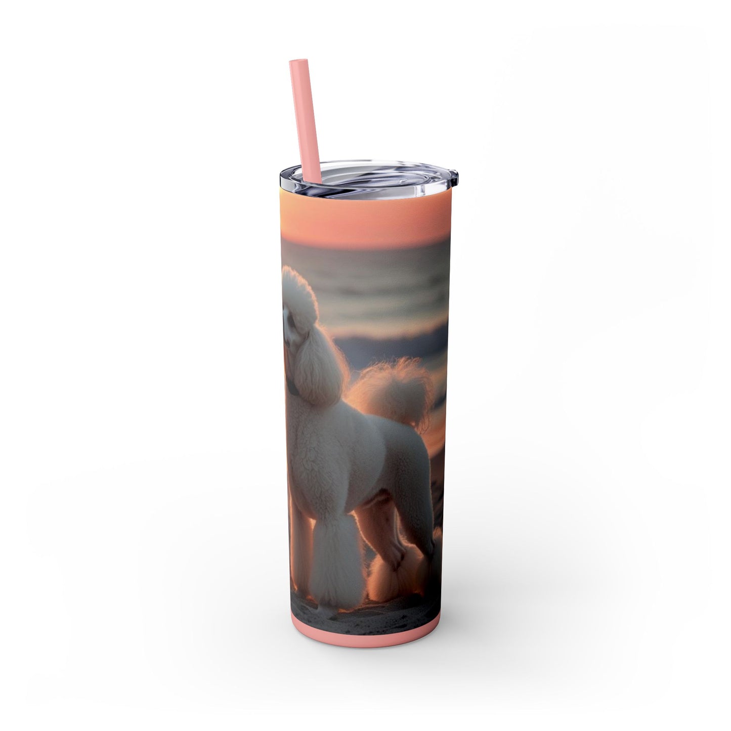Poodle Love Skinny Tumbler with Straw, 20oz