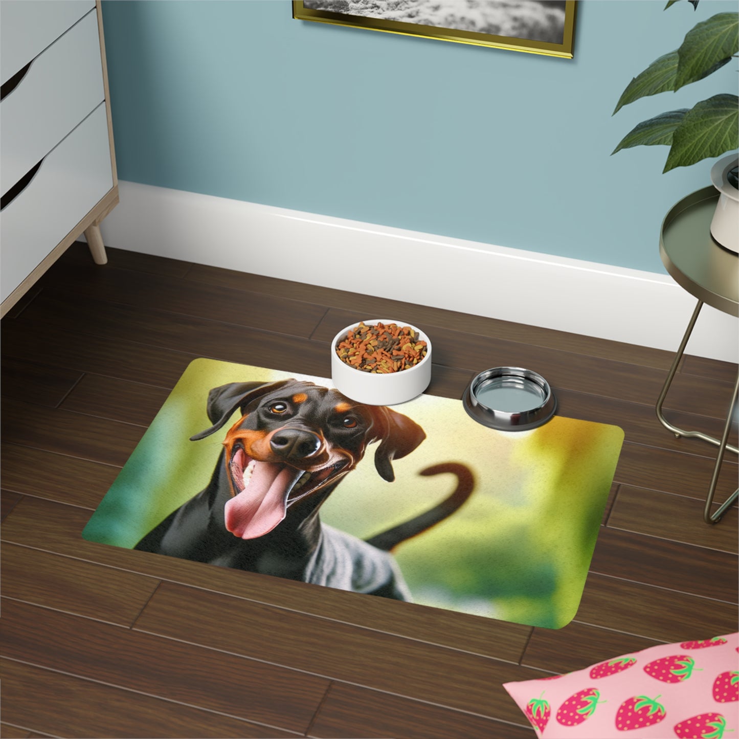 Tapete para comida de mascotas (12 x 18) - Doberman