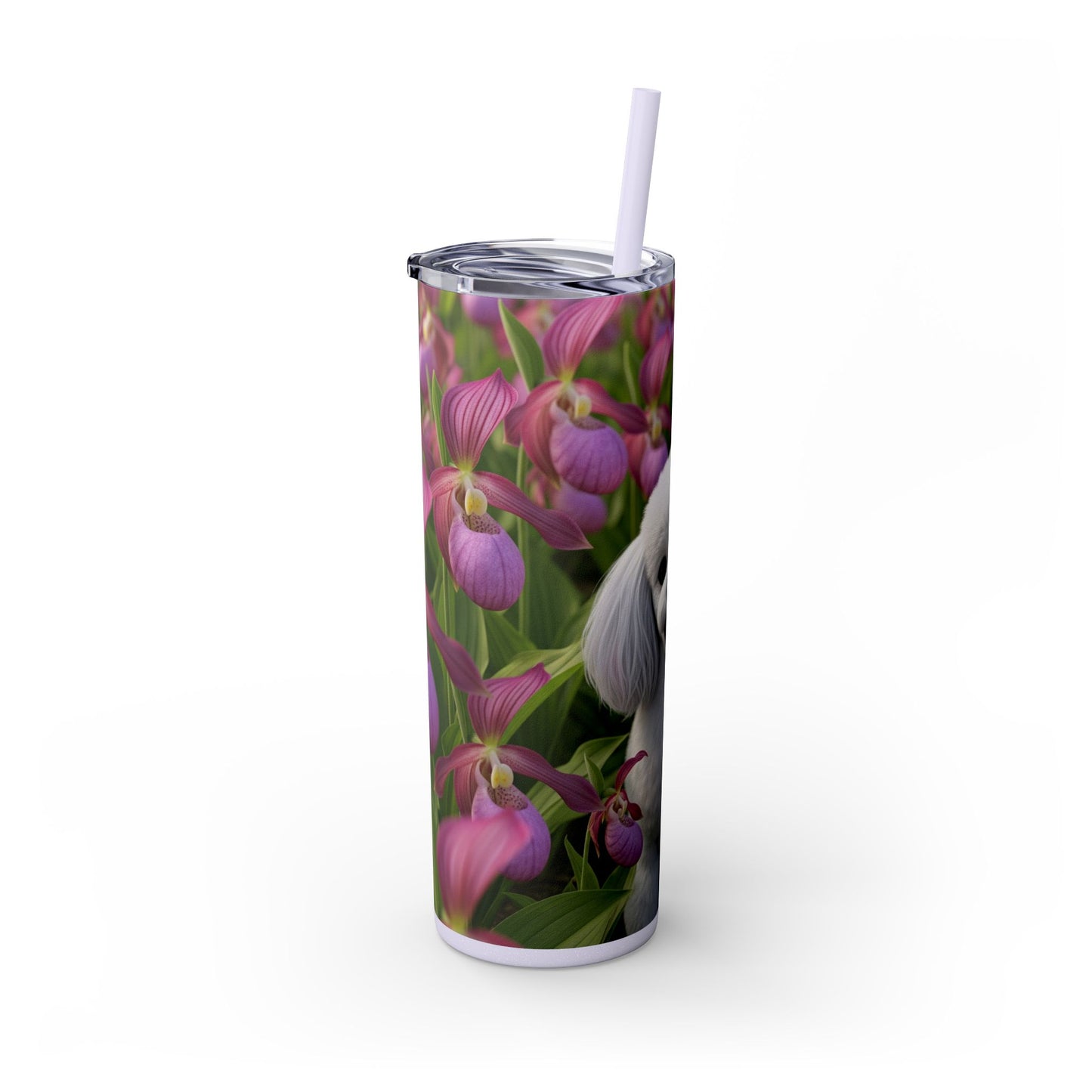 Toy Poodle Skinny Tumbler with Straw, 20oz