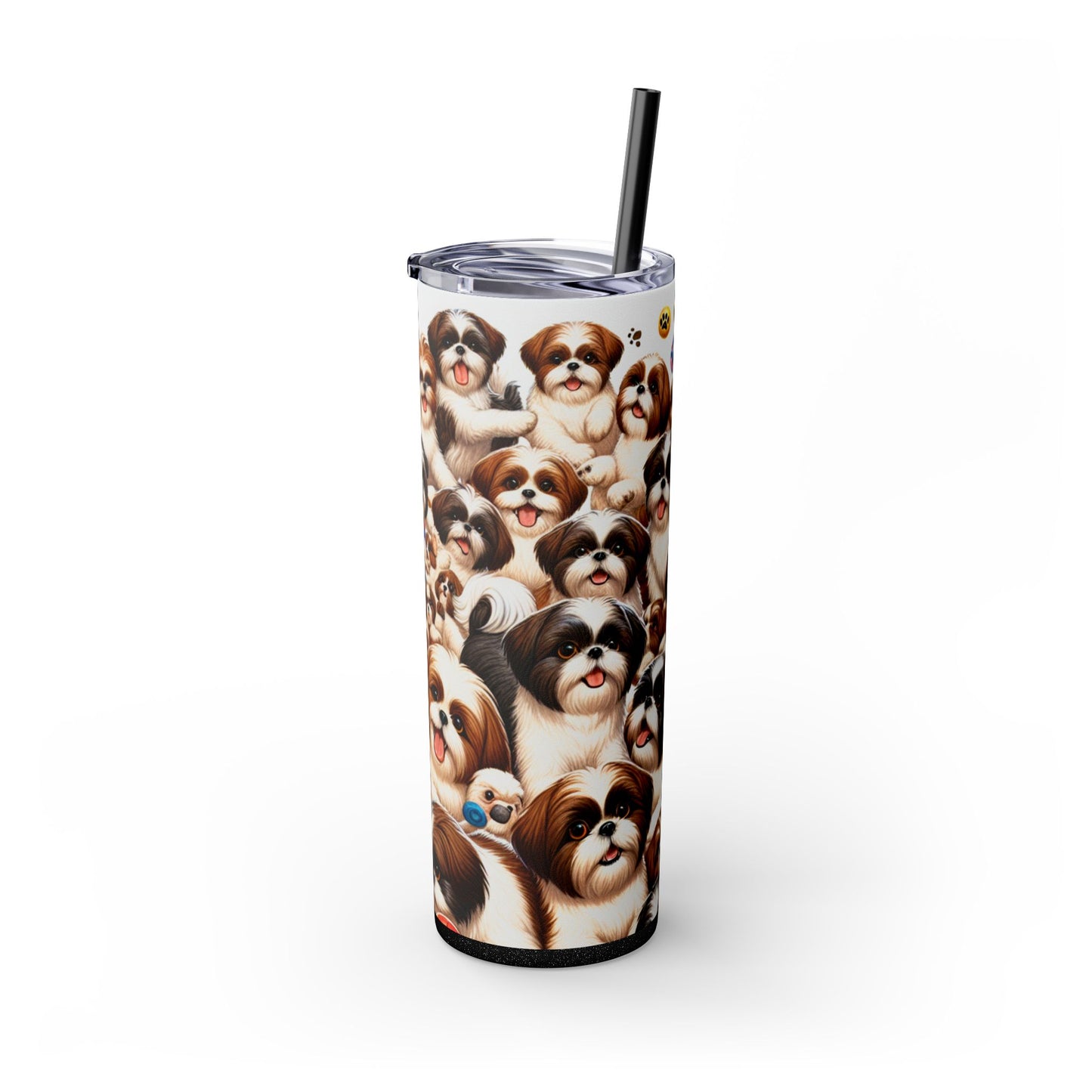Shih Tzu Skinny Tumbler with Straw, 20oz