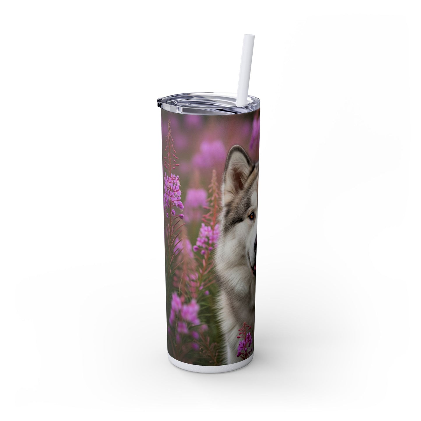 Alaskan Malamute Skinny Tumbler with Straw, 20oz