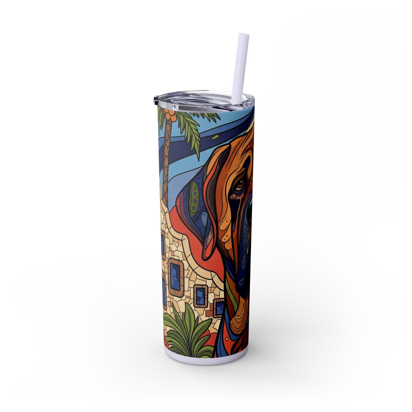 Spanish Mastiff Skinny Tumbler with Straw, 20oz